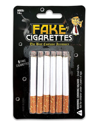 Fake Cigarettes (Pack of 6) - Realistic Movie, Stage & Costume Theatre Props - Harmless Fake Cigs for Dress Up, Halloween, Gangster or White Trash Party - Artificial No Puff Cig for Cigarette Holder
