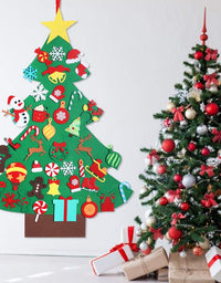Garma DIY Felt Christmas Tree Set with 41PCS Kids Wall Hanging Detachable Ornaments, Felt Christmas Craft Kits Decorations for Toddler Xmas Gifts New Year Parties Supplies
