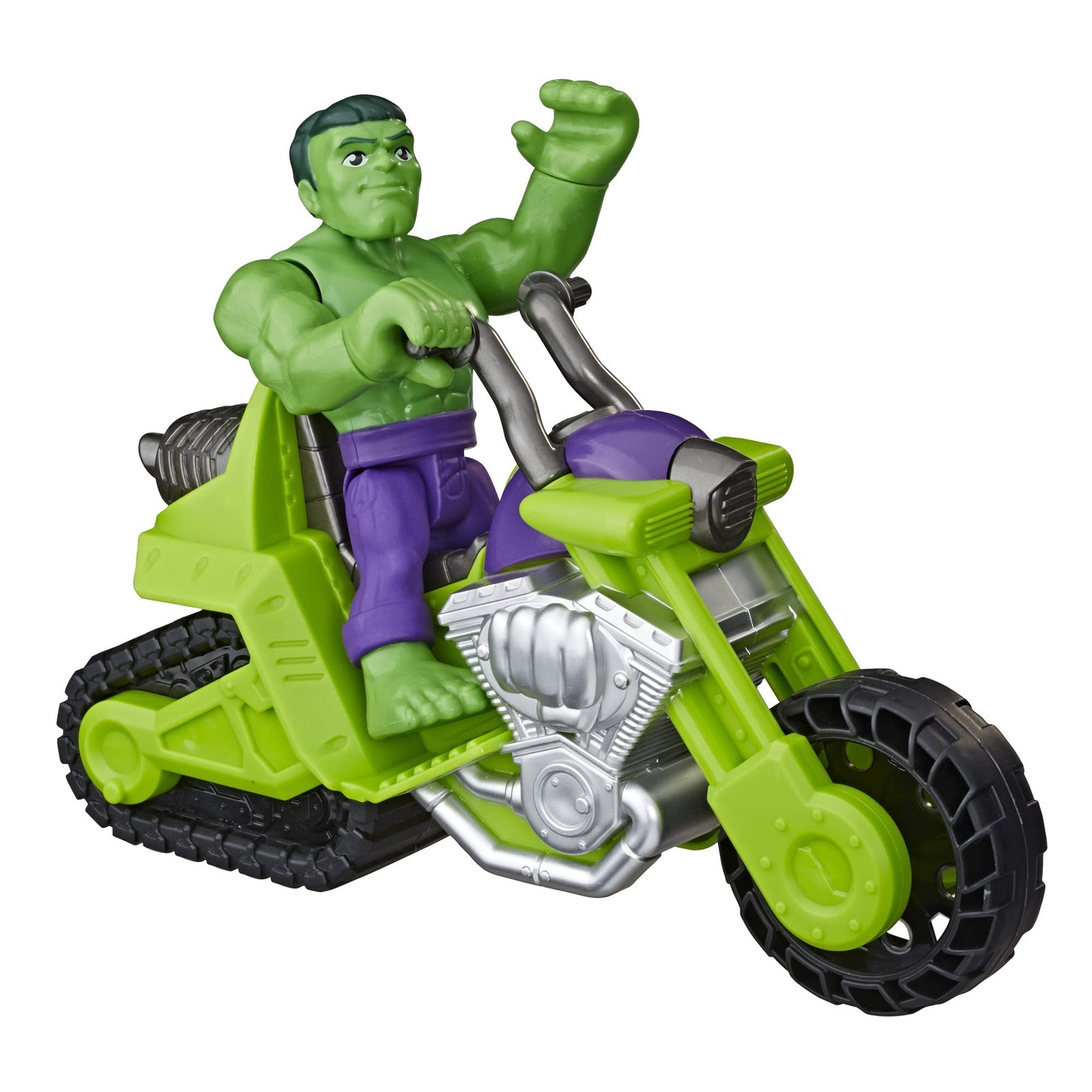 Super Hero Adventures Playskool Heroes Marvel Hulk Smash Tank, 5-Inch Figure and Motorcycle Set, Toys for Kids Ages 3 and Up