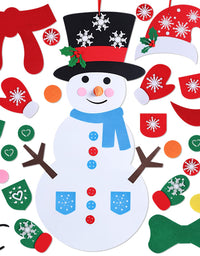 Max Fun DIY Felt Snowman Games Set with 3 Style Modes 58Pcs Crafts kit Wall Hanging Xmas Gifts for Christmas Decorations (Snowman)
