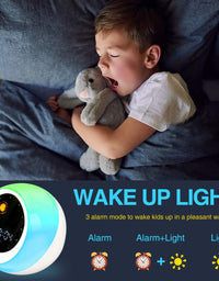 I.CODE Sun & Moon Rise Kids Alarm Clock, Children's Sleep Trainer ,Sleep Sound Machine, Wake Up Light & Night Light ,Teach Kids Day & Night
