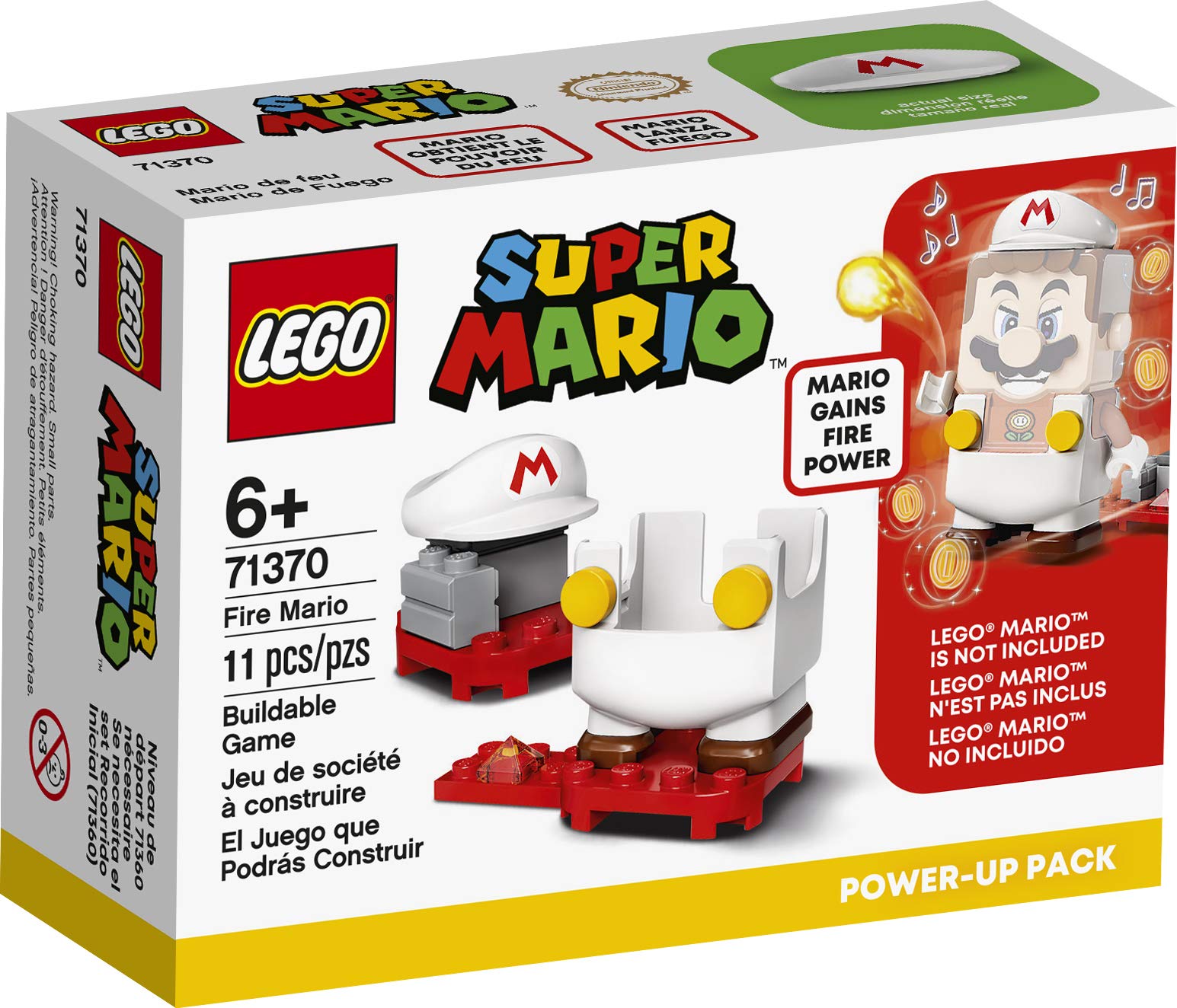 LEGO Super Mario Fire Mario Power-Up Pack 71370; Building Kit for Creative Kids to Power Up The Mario Figure in The Adventures with Mario Starter Course (71360) Playset (11 Pieces)