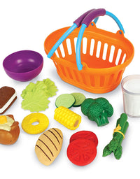 Learning Resources New Sprouts Dinner Foods Basket, Pretend Play Food For Toddlers, Dinner Food Toys for Kids, 18 Pieces, Ages 18 mos+
