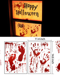 159 PCS Halloween Decorations, 8 Sheets Terror Bloody Handprint Footprint Window Stickers, 8 Sheets Tattoo Stickers, Halloween Party Indoor/Outdoor Decoration,Spooky Wall Decal and Floor Stickers

