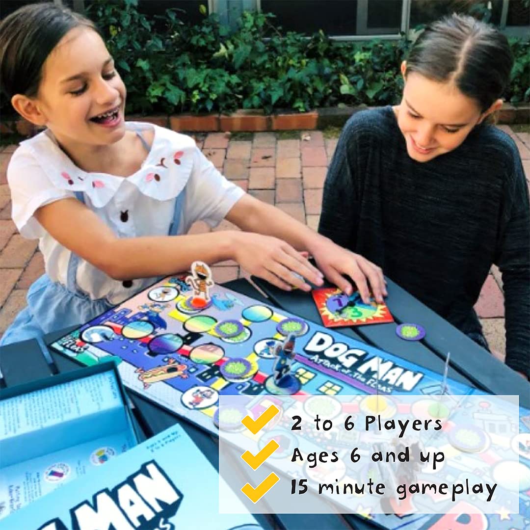 Dog Man Board Game Attack of The Fleas (Fuzzy Little Evil Animal Squad) by University Games Based On The Popular Dog Man Book Series by DAV Pilkey, Multi