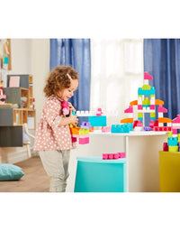 Mega Bloks First Builders Big Building Bag with Big Building Blocks, Building Toys for Toddlers (80 Pieces) - Pink Bag
