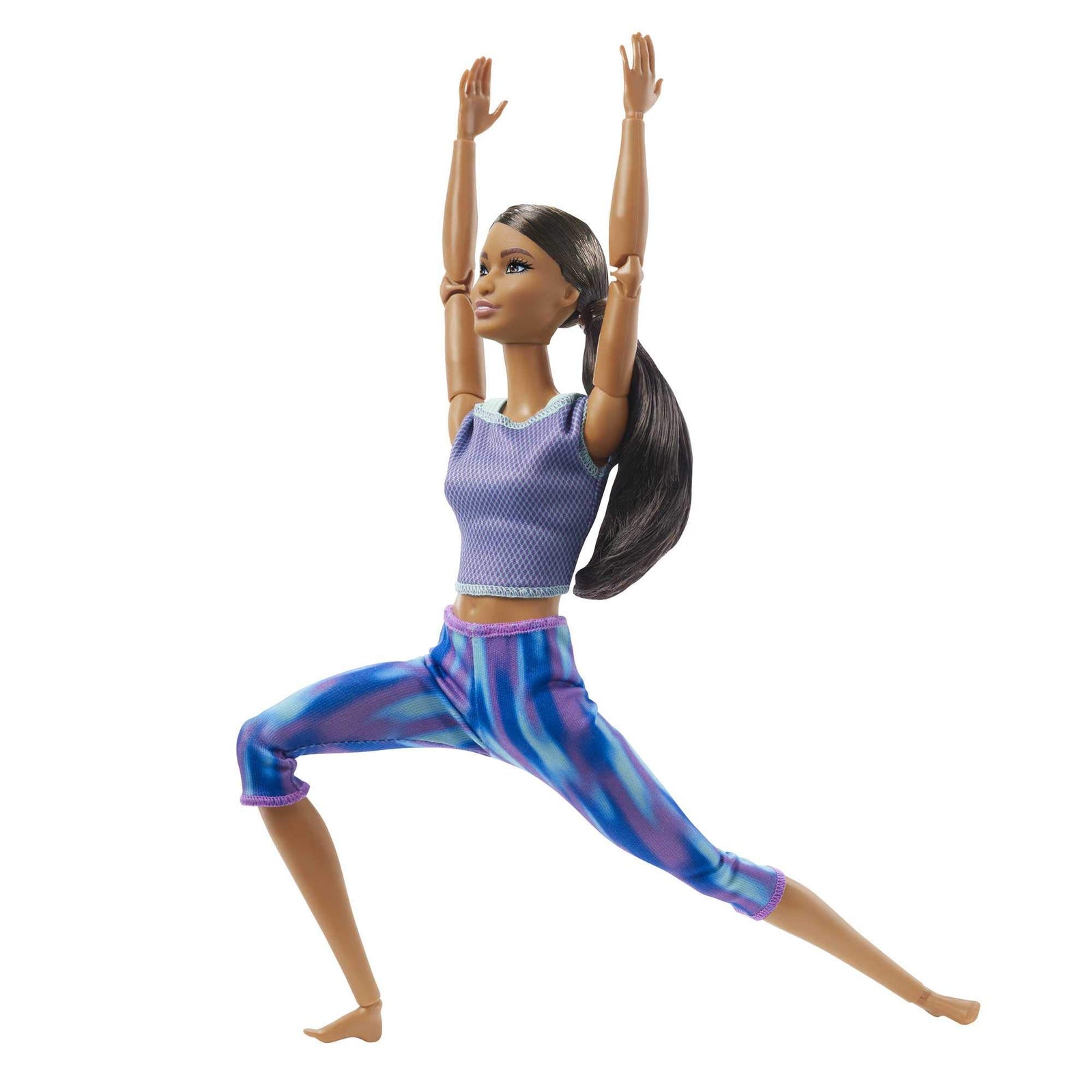 Barbie Made to Move Doll with 22 Flexible Joints & Curly Brunette Ponytail Wearing Athleisure-wear for Kids 3 to 7 Years Old