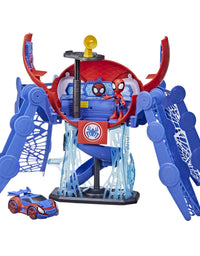 Marvel Spidey and His Amazing Friends Web-Quarters Playset with Lights and Sounds, Includes Spidey Figure and Vehicle, for Kids Ages 3 and Up
