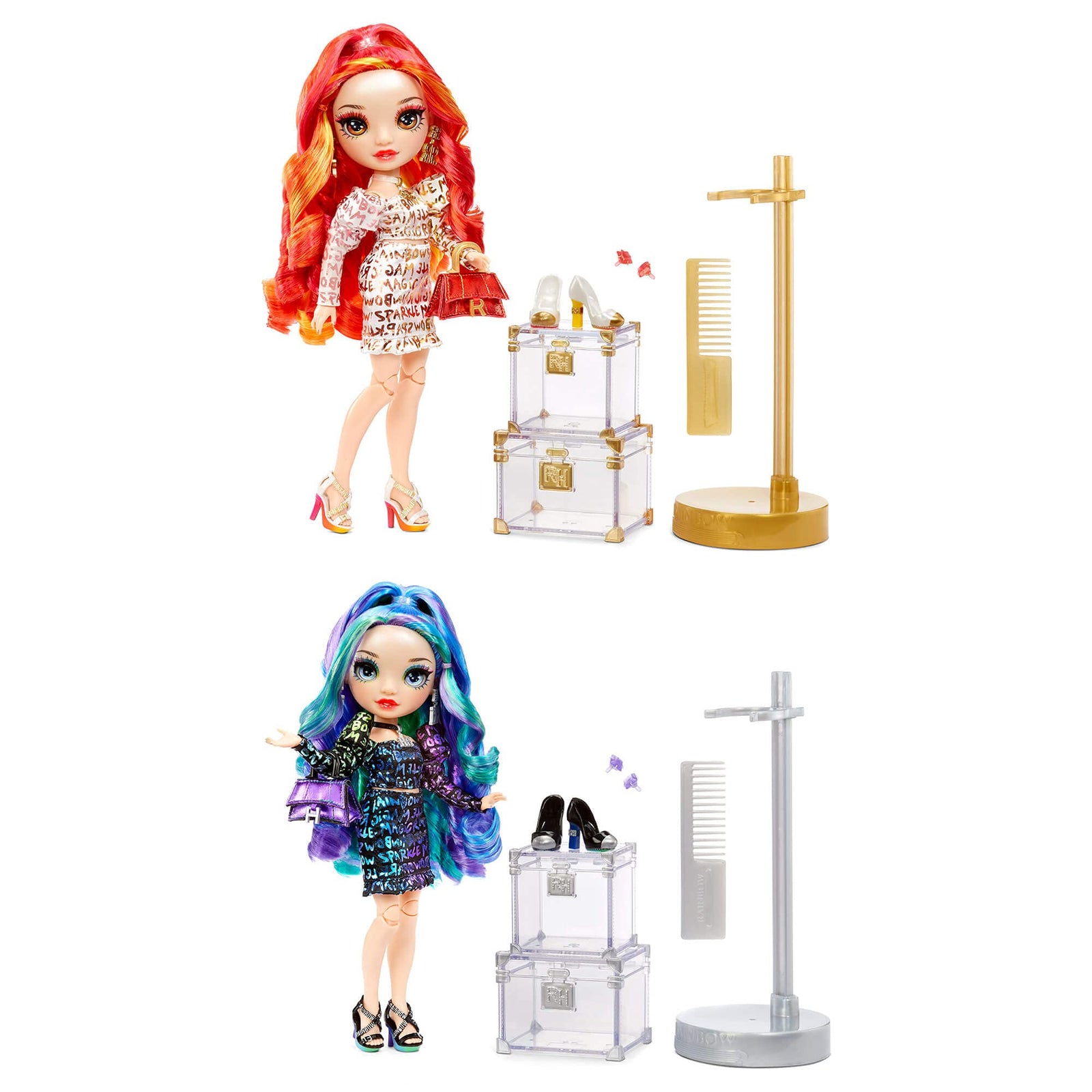 Rainbow High Special Edition Twin (2-Pack) Laurel & Holly De'Vious Fashion Dolls, Multicolor Designer Metallic Outfits, Gift for Kids and Collectors, Toys for Kids Ages 6 7 8+ to 12 Years Old