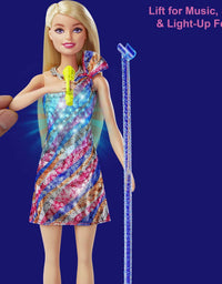 Barbie: Big City, Big Dreams Singing Barbie “Malibu” Roberts Doll (11.5-in Blonde) with Music, Light-Up Feature, Microphone & Accessories, Gift for 3 to 7 Year Olds
