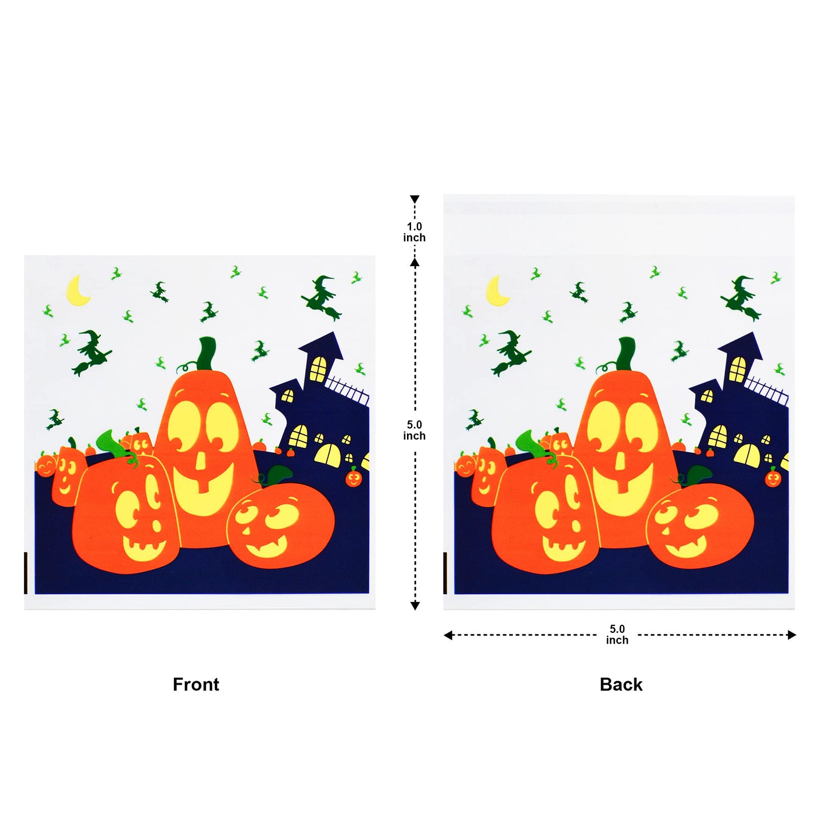JOYIN 150 PCS Halloween Cellophane Treat Bags, Halloween Clear Self-adhesive Candy Bags, Halloween Plastic Cookie Bags for Trick or Treat, Halloween Goodie Bags for Party Favor Supplies