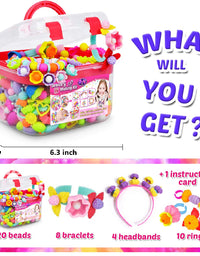FUNZBO Snap Pop Beads for Girls Toys - Kids Jewelry Making Kit Pop-Bead Art and Craft Kits DIY Bracelets Necklace Hairband and Rings Toy for Age 3 4 5 6 7 8 Year Old Girl (Large)
