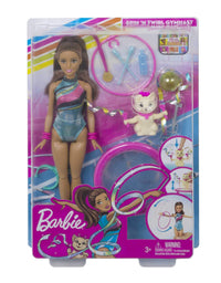 Barbie Dreamhouse Adventures Teresa Spin ‘n Twirl Gymnast Doll, 11.5-inch Brunette, in Leotard, with Accessories
