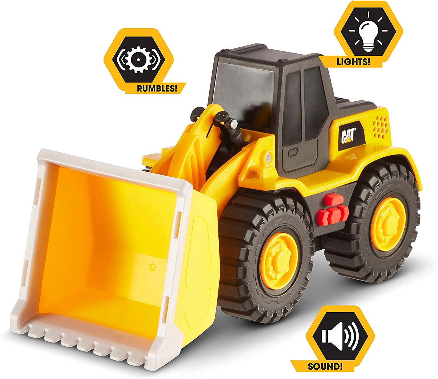 Cat Construction Tough Machines Toy Wheel Loader with Lights & Sounds, Yellow