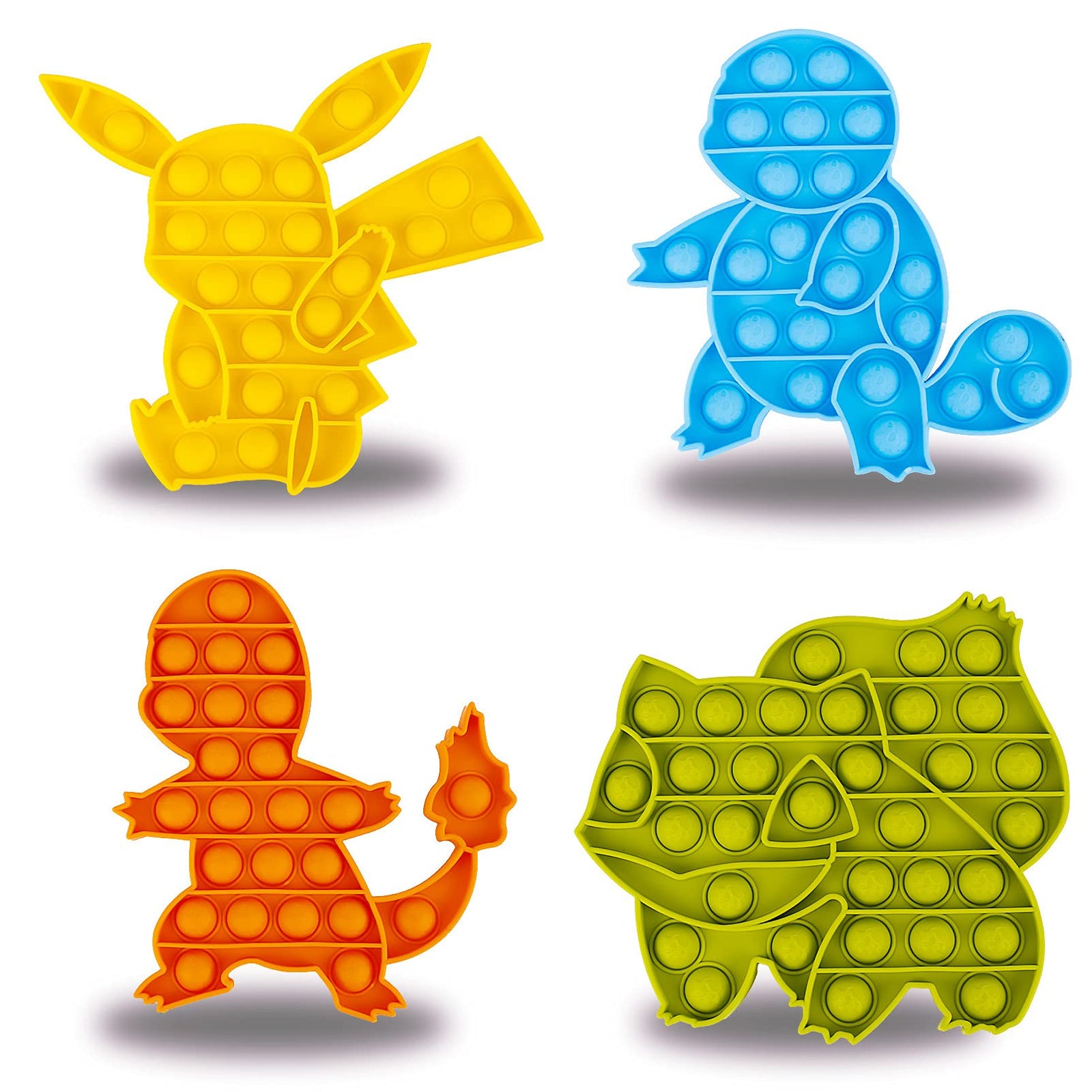IGINOA Pop Poop Fidget Toy Bubble Sensory 4 Pack Popper Figets Figetget Cute Yellow Green Orange Blue Turtle Popet Game Silicone Relieves Stress ADHD Anxiety Gift Boy Kid Teen Girls