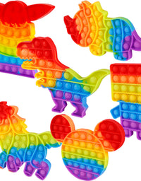 6 Packs Popitsfidgets Toy for Boys，Poppers It Popits Pops Popet Popitsfidgets Press Pop Bubble Sensory Stress Relief Satisfying Game Toy Package Fidgettoy Set Rainbow Mouse Dinosaur Space Robot
