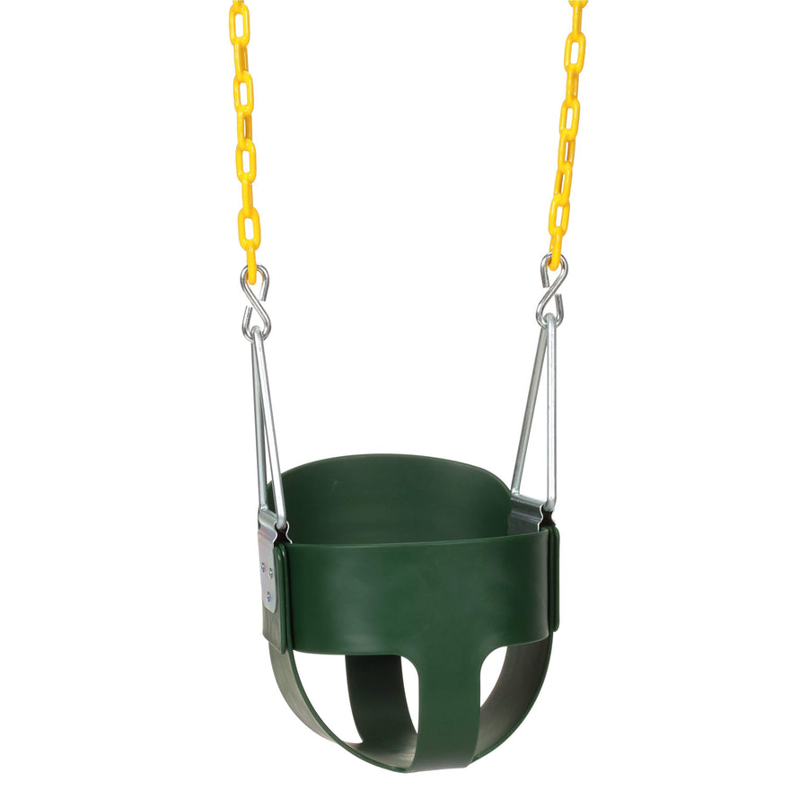 Eastern Jungle Gym Heavy-Duty High Back Full Bucket Toddler Swing Seat with Coated Swing Chains Fully Assembled, Green