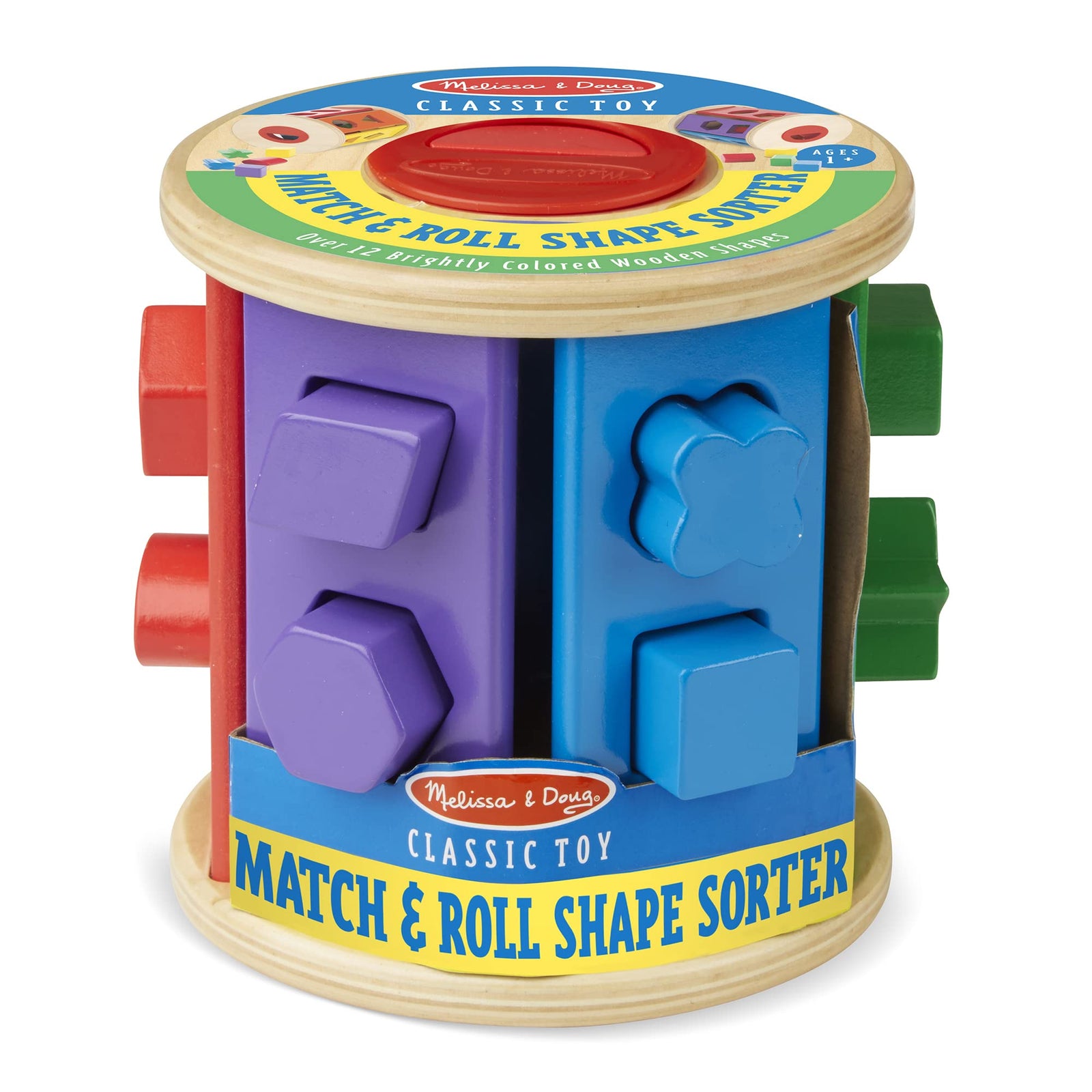 Melissa & Doug Match and Roll Shape Sorter - Classic Wooden Toy