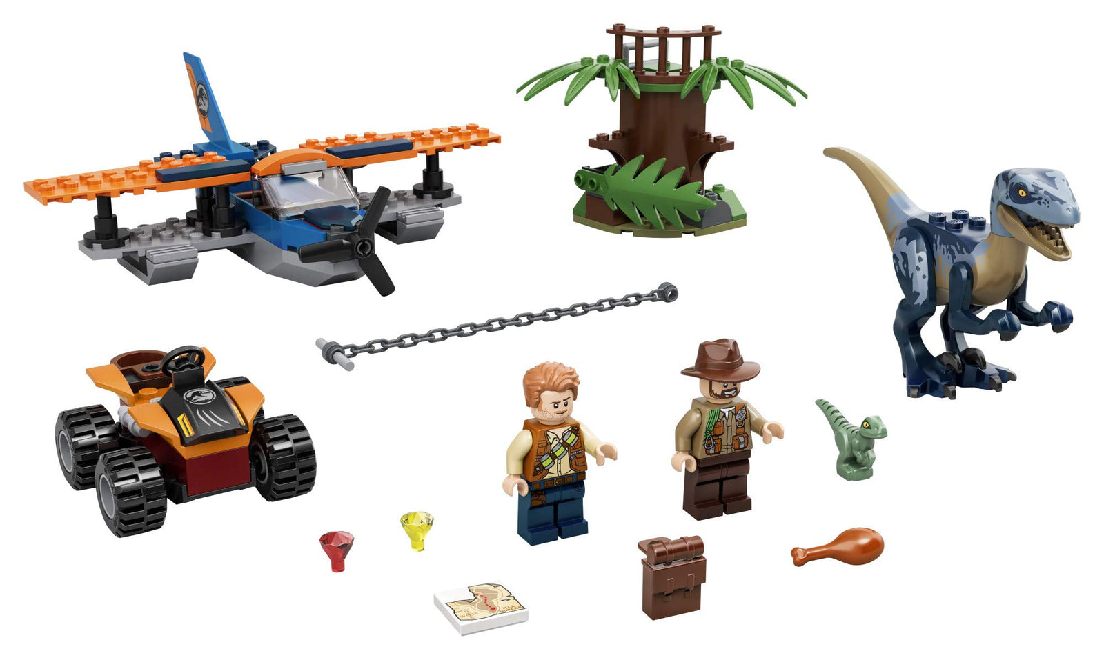 LEGO Jurassic World Velociraptor: Biplane Rescue Mission 75942, Dinosaur Toy for Preschool Kids, Featuring a Buildable Plane Toy, Posable Velociraptor, and Baby Raptor Delta (101 Pieces)