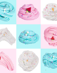Slime Kit with 3 Pack Butter Slime,Pink Watermelon,White Ice Cream and Ocean Coffee,Scented Slime Kit for Girls and Boys ,Super Soft and Non Sticky DIY Surprise Slime
