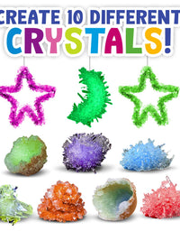 Crystal Growing kit for Kids. Science Experiment Kit - 10 Crystals! Great Crafts Gift for Girls and Boys Ages 6,7,8,9,10
