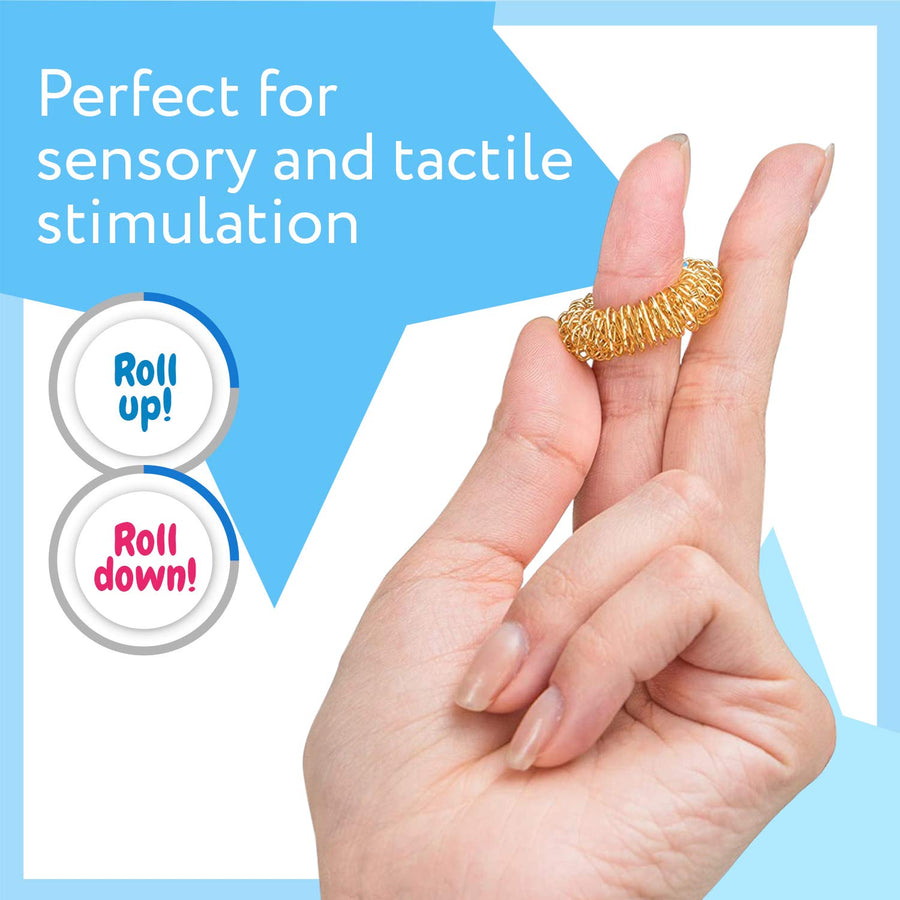 Spiky Sensory Finger Rings (Pack of 10) - Great Spikey Fidget Toy for Kids and Adults - Fun Set for Acupressure - Great Classroom Supplies by Impresa Products