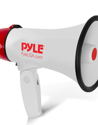 Pyle Megaphone Speaker PA Bullhorn - 20 Watts & Adjustable Vol Control w/ Built-in Siren & 800 Yard Range for Football, Baseball, Hockey, Cheerleading Fans & Coaches or for Safety Drills - PMP20
