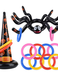 Halloween Games, Huge Inflatable Spider Witch Hat Ring Toss,Halloween Party Games for Kids Adults,Halloween Party Favor Game Toys Outdoor Activities Game Spider.
