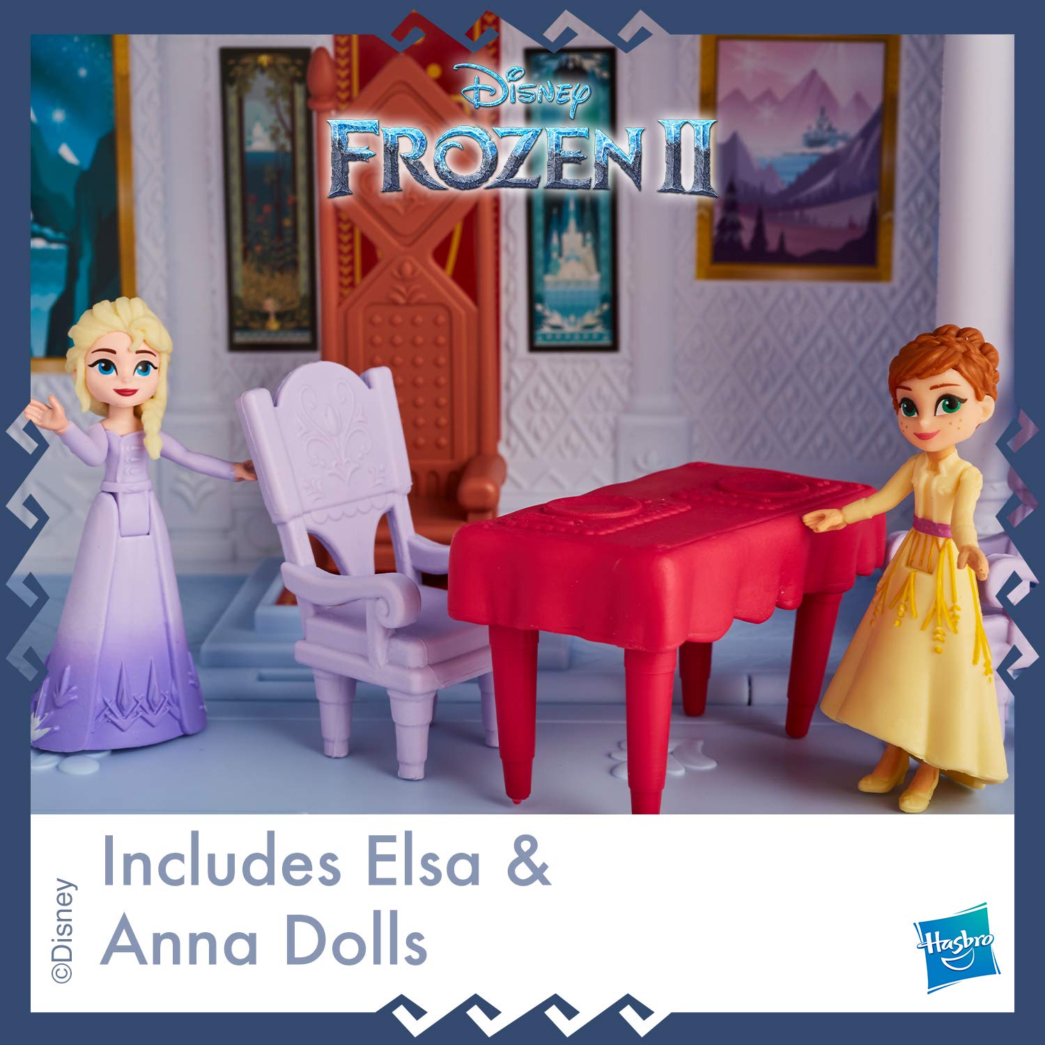 Disney Frozen Pop Adventures Arendelle Castle Playset with Handle, Including Elsa Doll, Anna Doll, & 7 Accessories - Toy for Kids Ages 3 & Up , Blue