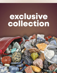 Rock Collection for Kids. Includes 250+ Gemstones, Crystals, Fossil, Rocks and Mineral + Jumbo Learning Mat. Science Gift for Boys & Girls - 2 Lbs. Bulk Rough & Polished Gem Stones + Genuine Fossils
