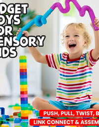 BunMo Pop Tubes Sensory Toys, Fine Motor Skills Toddler Toys, Fidget Toys for Sensory Kids and Learning Toys
