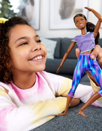 Barbie Made to Move Doll with 22 Flexible Joints & Curly Brunette Ponytail Wearing Athleisure-wear for Kids 3 to 7 Years Old
