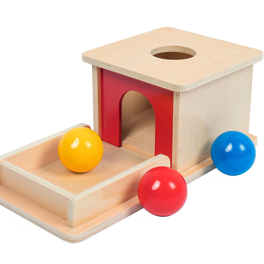 Adena Montessori Object Permanence Box with Tray Three Balls Montessori Toys for 6-12 Month Infant 1 Year Babies Toddlers