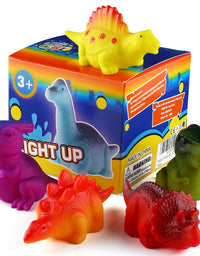 MAPIXO 6 Packs Light-Up Floating Dinosaur Bath Toys Set, for Baby Toddler Nephew in Birthday Christmas Easter , Great Water Bathtub Shower Pool Bath Toy for Children Preschool
