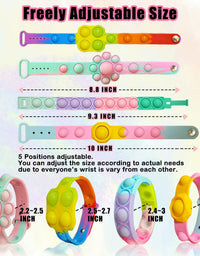 18PCS Pop Fidget Bracelets Toys, Wristband Fidget Toys Sets, Adjustable Stress Relief Push Pop Bubbles Fidget Sensory Toy Wearable for Kids and Adults
