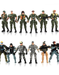 US Army Men and SWAT Team Toy Soldiers Action Figures Playset with Military Weapons Accessories for Kids Boys Girls,12Pcs
