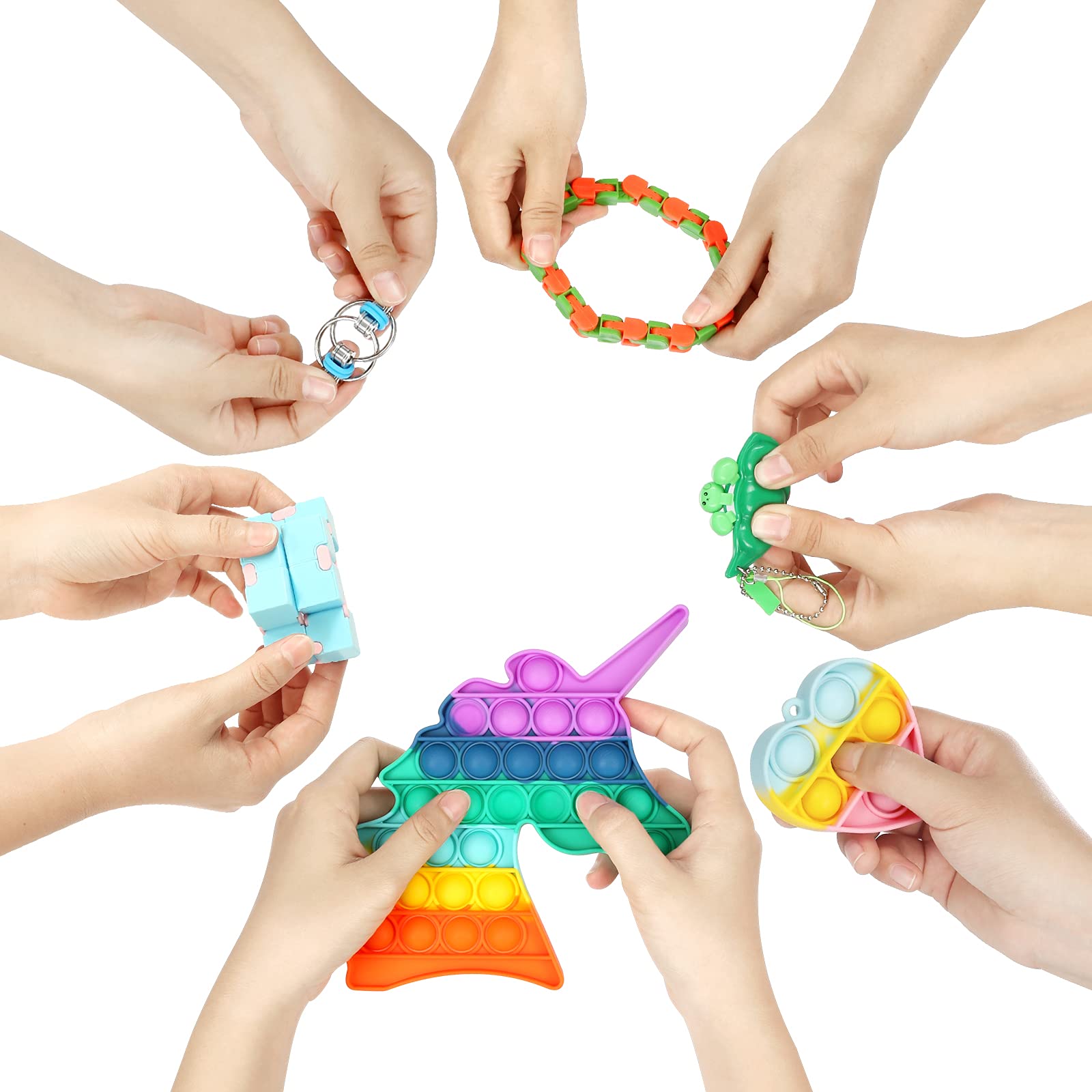 Fescuty Fidget Toys Pack Set Pop Fidgets Toy Sets Packs, Fidget Toys Pack Stress Relief and Anti-Anxiety Tools (23 Packs)