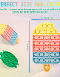 Jasilon [Newest Design [UPGRAED Material] 2PCS Push Bubble Pop Fidget Sensory Toy, Autism Special Needs Silicone Stress Reliever Toy, Anti-Anxiety Squeeze Sensory Toy for Kids (Turtle+Icecream)
