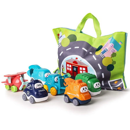 ALASOU 2021 Edition Baby Truck car Toy Sets and playmat/Storage Bag for Toddler | Baby Toys 12 - 18 Months | Toys for 1 2 3 Year Old boy| Birthday Gifts for Infant Toddlers(6 Sets)