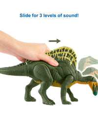 Jurassic World Roar Attack Ouranosaurus Camp Cretaceous Dinosaur Figure with Movable Joints, Realistic Sculpting, Strike Feature & Sounds, Herbivore, Kids Gift 4 Years & Up
