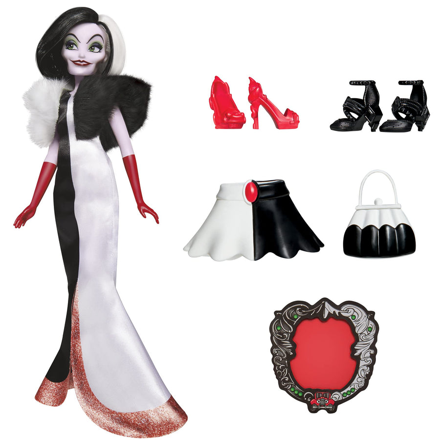Disney Villains Cruella De Vil Fashion Doll, Accessories and Removable Clothes, Disney Villains Toy for Kids 5 Years Old and Up
