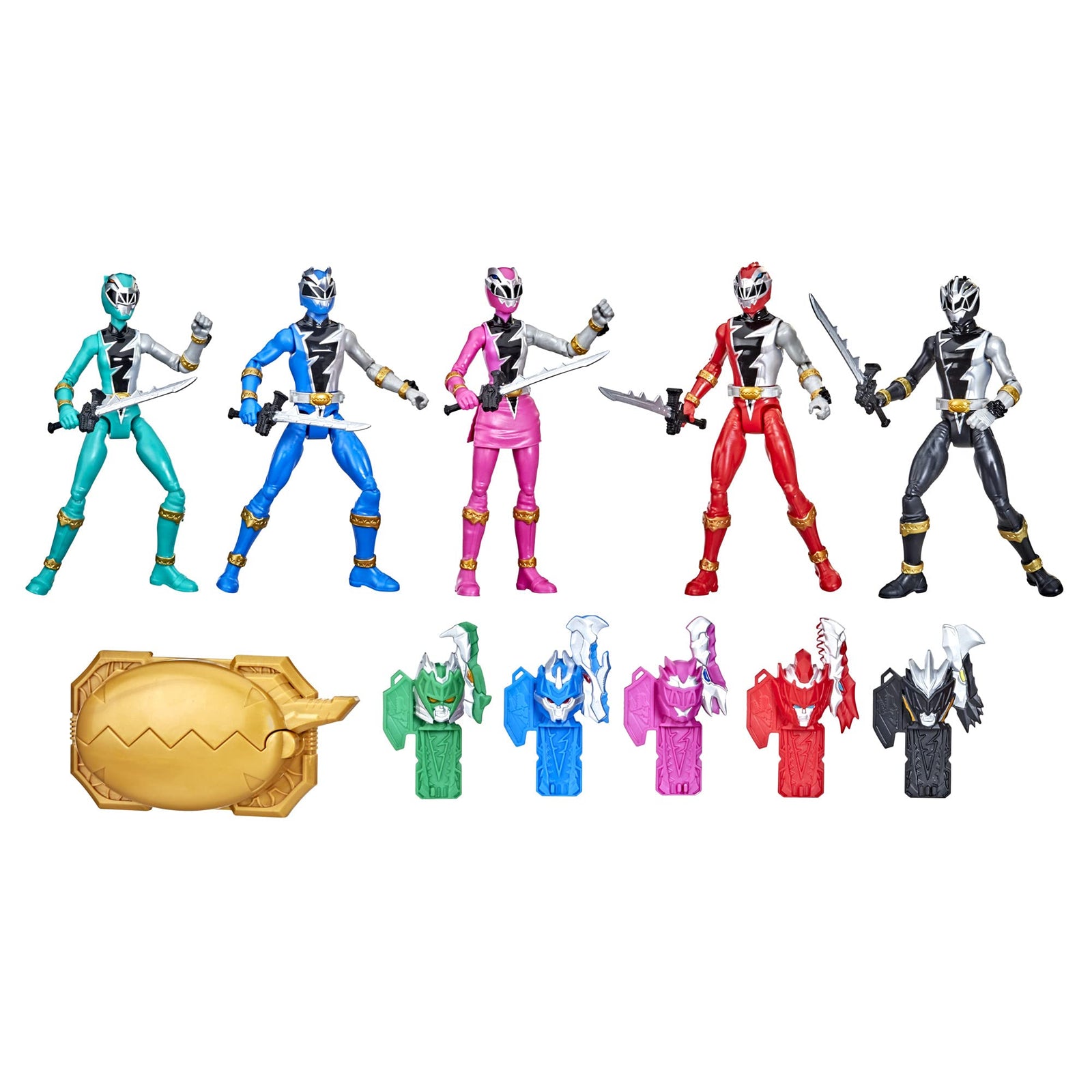 Power Rangers Dino Fury 5 Ranger Team Multipack 6-Inch Action Figure Toys with Dino Fury Keys and Chromafury Saber Weapon Accessories (Amazon Exclusive)