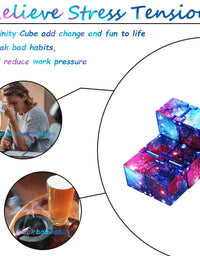 Fidget Toys Infinity Cube, Fidget Blocks for Stress and Anxiety Relief Mini Preschool Toys, Fidget Cube Toy Relaxing Hand-Held for Adults and Kids, Killing Time for ADD/ADHD/OCD (Starry Sky) Eoqiza
