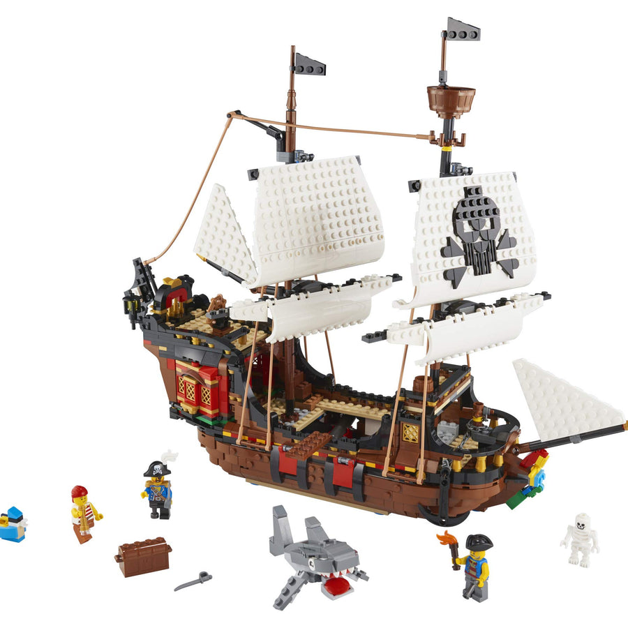 LEGO Creator 3in1 Pirate Ship 31109 Building Playset for Kids who Love Pirates and Model Ships, Makes a Great Gift for Children who Like Creative Play and Adventures (1,260 Pieces)
