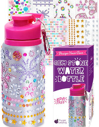 Purple Ladybug Decorate Your Own Water Bottle for Girls with Tons of Rhinestone Glitter Gem Stickers - BPA Free, Kids Water Bottle Craft Kit - Cute Gift for Girl, Fun DIY Arts and Crafts Activity
