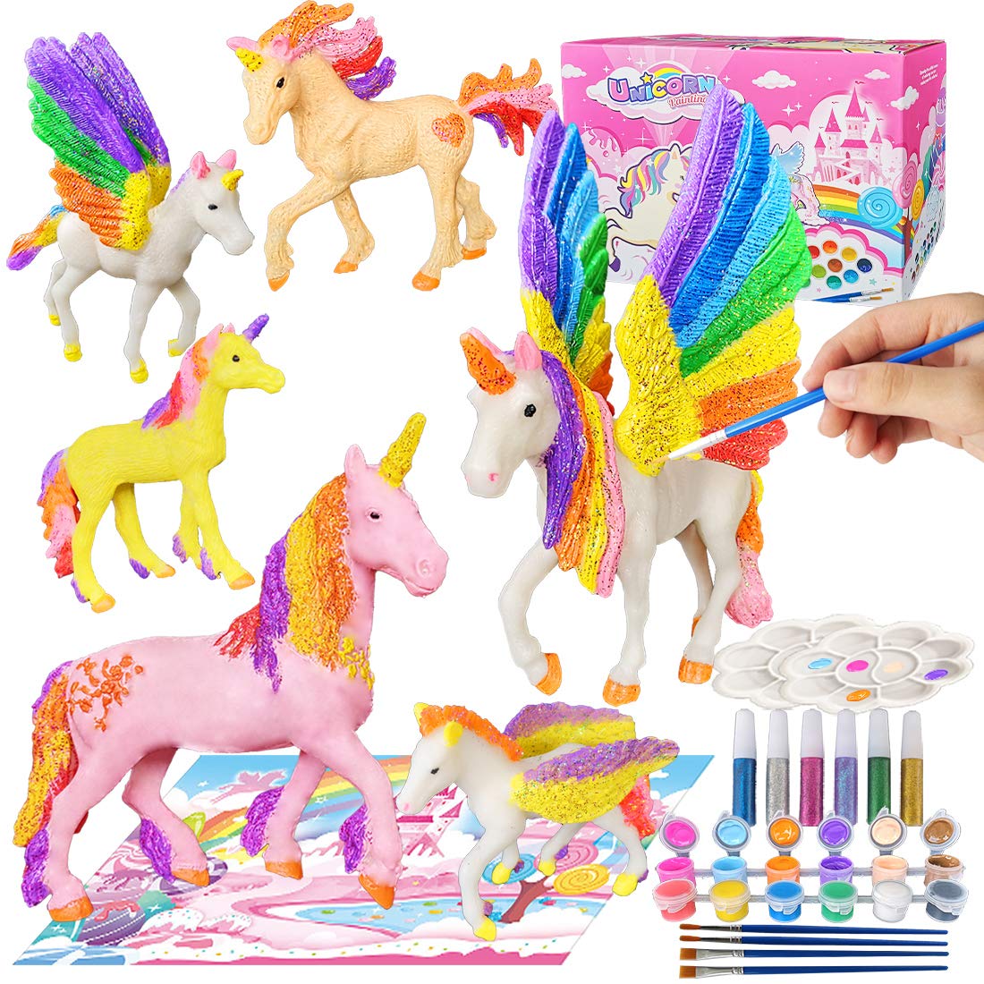 Yileqi Paint Your Own Unicorn Painting Kit, Unicorns Paint Craft for Girls Arts and Crafts for Kids Age 4 5 6 7 8 9 Years Old, Unicorn Party Favor Art Supplies DIY Kit Activities for Kid Birthday Gift