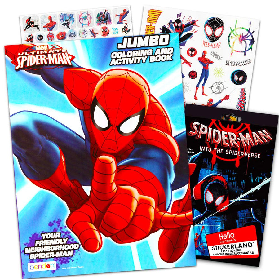 Marvel Spiderman Coloring Book Bundle with Over 300 Bonus Spiderman Stickers