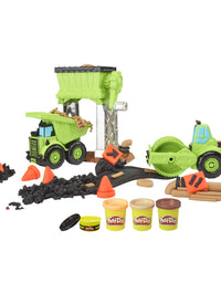 Play-Doh Wheels Gravel Yd Construction Toy with Non-Toxic Pavement Buildin' Compound Plus 3 Additional Colors
