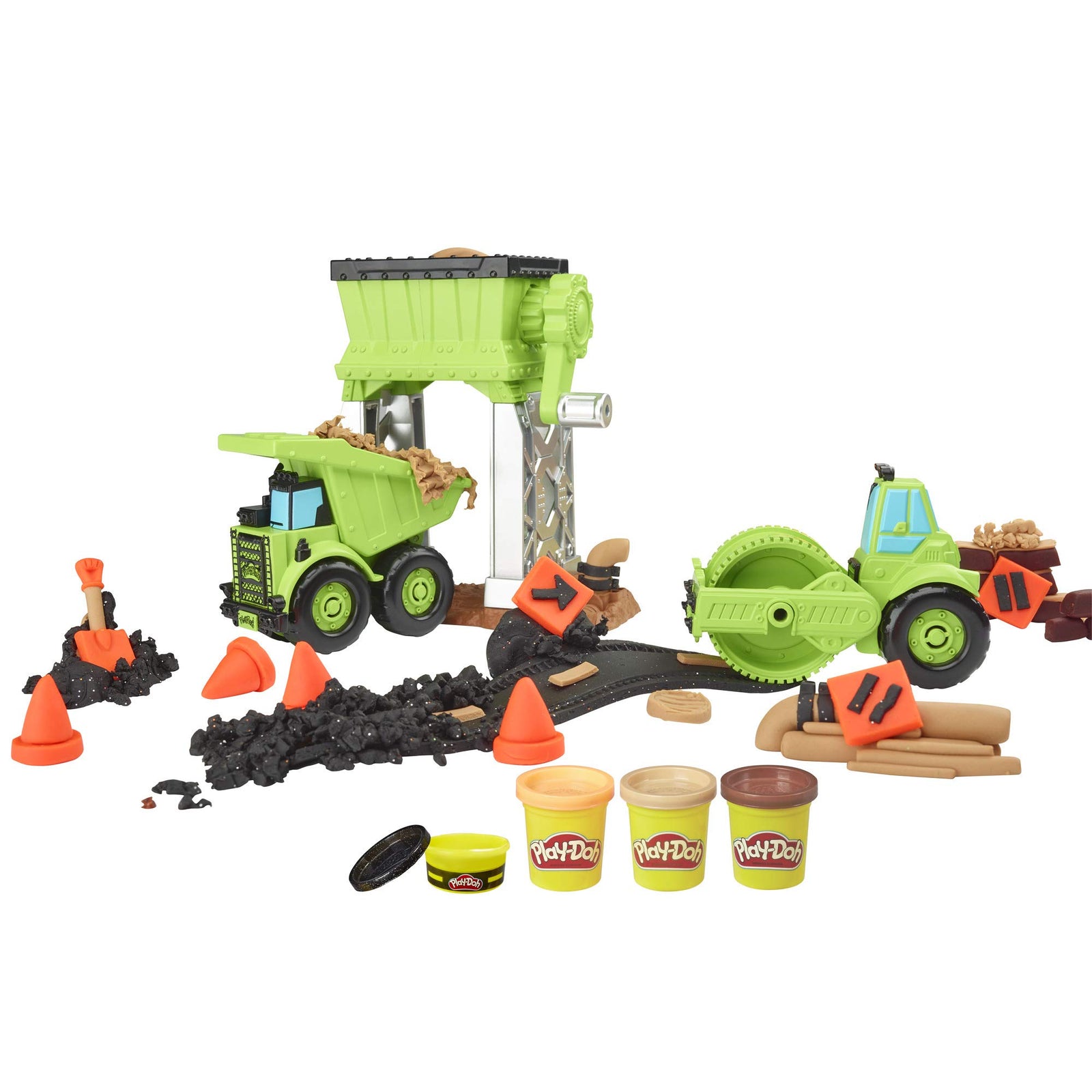 Play-Doh Wheels Gravel Yd Construction Toy with Non-Toxic Pavement Buildin' Compound Plus 3 Additional Colors
