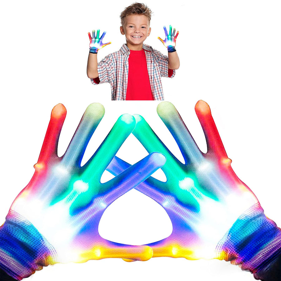 LED Gloves Rainbow Glow Party Favors Cool Toys Birthday Gifts for 3-12 Years Boys Girls Christmas